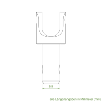 Geiger Gelenklager 90°- G097 | Grundplatte 22 x 85 mm | Kurbelzapfen 9,9 mm | 8 mm Vierkant - Länge 500 mm