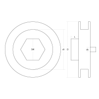 Technische Zeichnung der Gurtscheibe mit 190 mm Durchmesser aus Metall.