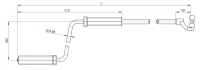 Technische Zeichnung der Markisenkurbel mit Bemaßung.