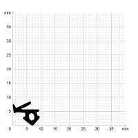 Maßstabgetreuer Profilquerschnitt der Lippendichtung LP004 auf Millimeterpapier.