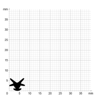 Maßstabgetreuer Profilquerschnitt der Lippendichtung LP017 auf Millimeterpapier.