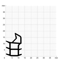 Maßstabgetreuer Profilquerschnitt auf Millimeterpapier der Stahlzargendichtung SZ024.