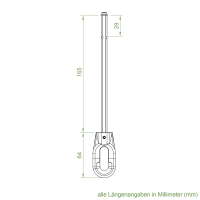 Geiger Öse für Nothandkurbel | Länge 165 mm | Ovale Kunststoff-Öse | Stab 7 mm 6-Kant