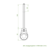 Geiger Öse für Nothandkurbel | Länge 100 mm | Rund Kunststoff-Öse | Stab 7 mm 6-Kant