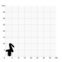 Maßstabgetreuer Profilquerschnitt der Lippendichtung LP040 auf Millimeterpapier.