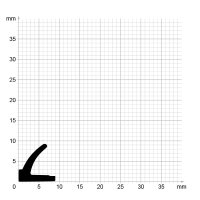 Maßstabgetreuer Profilquerschnitt der Lippendichtung LP047 auf Millimeterpapier.