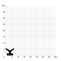 Maßstabgetreuer Profilquerschnitt der Lippendichtung LP074 auf Millimeterpapier.