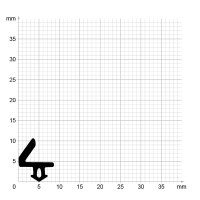 Maßstabgetreuer Profilquerschnitt der Lippendichtung LP085 auf Millimeterpapier.