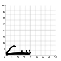 Maßstabgetreuer Profilquerschnitt der Stahlzargendichtung SZ078 auf Millimeterpapier.