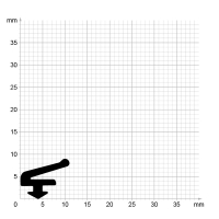 Maßstabgetreuer Profilquerschnitt der Lippendichtung LP093 auf Millimeterpapier.