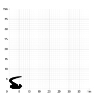 Maßstabgetreuer Profilquerschnitt der Lippendichtung LP099 auf Millimeterpapier.