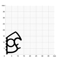 Maßstabgetreuer Profilquerschnitt der Stahlzargendichtung SZ109 auf Millimeterpapier.