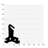 Zeichnung des Dichtungsprofils der Mitteldichtung MI044 für Fenster.