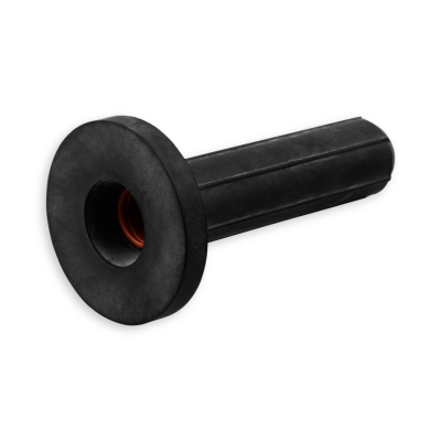 Schallschutzdübel mit 18 mm Durchmesser in schwarz.