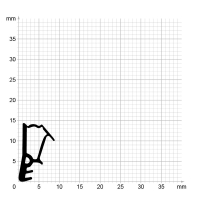Maßstabgetreuer Profilquerschnitt der Flügelfalzdichtung FF012 auf Millimeterpapier.