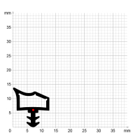 Maßstabgetreuer Profilquerschnitt der Zimmertürdichtung ZT051 mit integriertem Antidehnungsfaden auf Millimeterpapier.