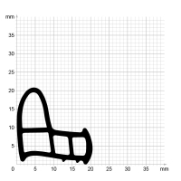 Maßstabgetreuer Profilquerschnitt der Stahlzargendichtung SZ232 auf Millimeterpapier.