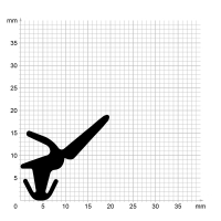Zeichnung des Dichtungsprofils der Mitteldichtung MI118 für Fenster.