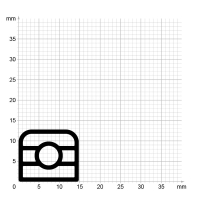 Maßstabgetreuer Profilquerschnitt der Stahlzargendichtung SZ316 auf Millimeterpapier.