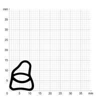 Maßstabgetreuer Profilquerschnitt der Stahlzargendichtung SZ322 auf Millimeterpapier.