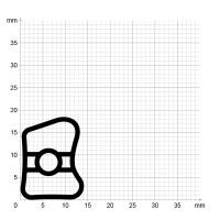 Maßstabgetreuer Profilquerschnitt der Stahlzargendichtung SZ324 auf Millimeterpapier.