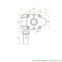 Geiger Markisengetriebe MSG 035 | 7:1 | blank | 13 mm Innenvierkant | Kunststofföse | mit Endanschlag | ohne Bund