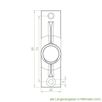 Geiger Gelenklager 45°- G004 | Grundplatte 22 x 85 mm | Kurbelzapfen 9,9 mm | 6 mm Sechskant - Länge 300 mm