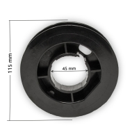 Mini-Gurtsscheibe in schwarz aus Kunststoff mit 115 mm...