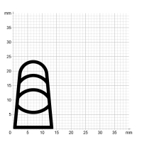 Maßstabgetreuer Profilquerschnitt der Stahlzargendichtung SZ369 auf Millimeterpapier.