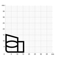 Maßstabgetreuer Profilquerschnitt der Stahlzargendichtung SZ381 auf Millimeterpapier.