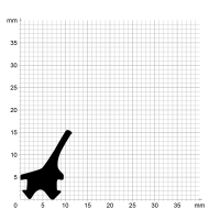 Zeichnung des Dichtungsprofils der Mitteldichtung MI243 für Fenster.